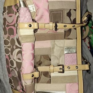Coach Patchwork Backpack in Pink and Brown